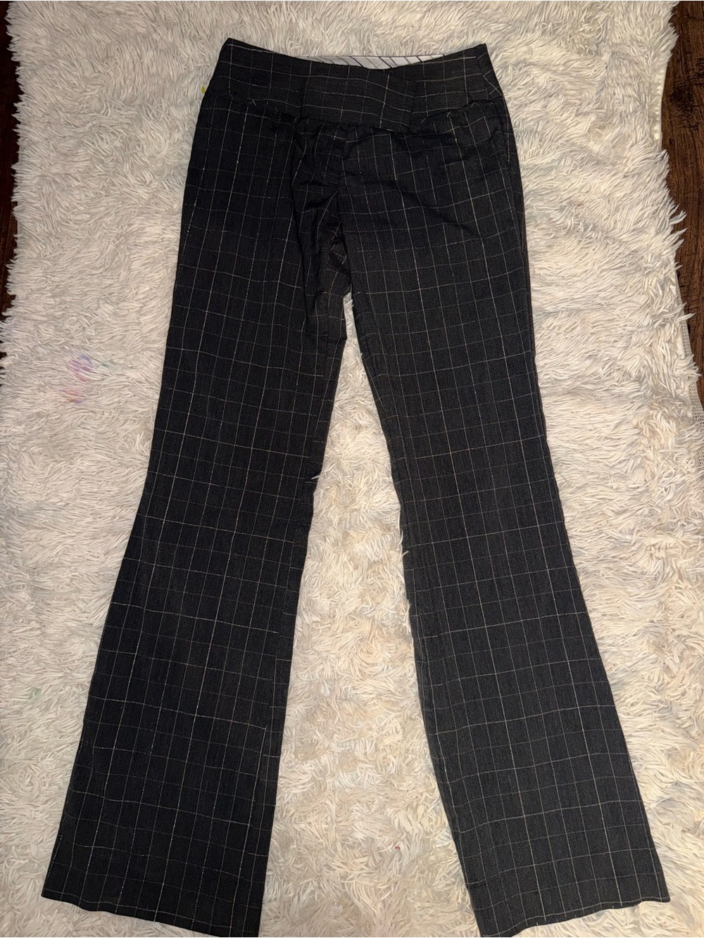 Women’s Dark Gray Vintage Y2K Windowpane Flare Pants
